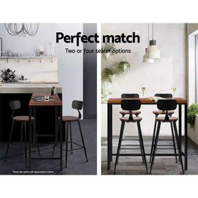 Furniture > Bar Stools & Chairs - Set Of 2 Artiss Bar Stools Pinewood Metal - Black And Wood