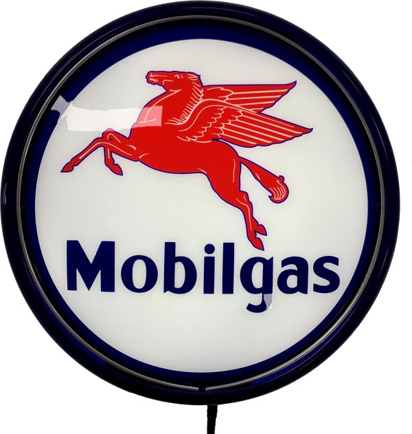 Beer Brand Signs - Mobilgas Mobil Fuel Petrol Bar Lighting Wall Sign Light Button Blue