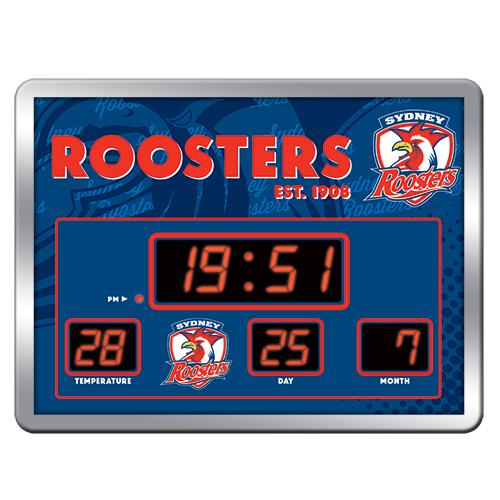 NRL Scoreboard' - Sydney Roosters NRL SCOREBOARD Digital LED Wall Clock Calendar Temperature Display Sign