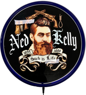 Beer Brand Signs - Ned Kelly Such Is Life LED Bar Lighting Wall Sign Light Button Blue