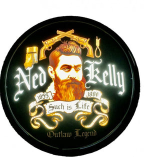 Beer Brand Signs - Ned Kelly Such Is Life LED Bar Lighting Wall Sign Light BLACK Button