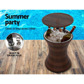 Furniture > Outdoor - Gardeon Outdoor Bar Table Patio Pool Cooler Ice Bucket Wicker Coffee Picnic Party