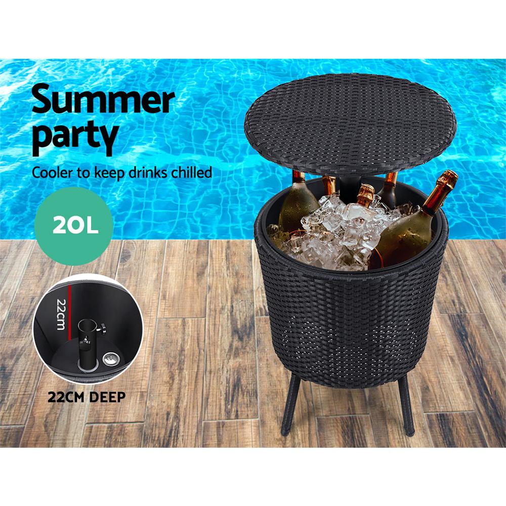 Furniture > Outdoor - Gardeon Bar Table Outdoor Setting Cooler Ice Bucket Storage Box Party Patio Coffee Pool