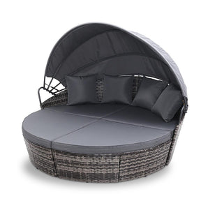 Furniture > Outdoor - Gardeon Outdoor Lounge Setting Patio Furniture Sofa Wicker Garden Rattan Set Day Bed Grey