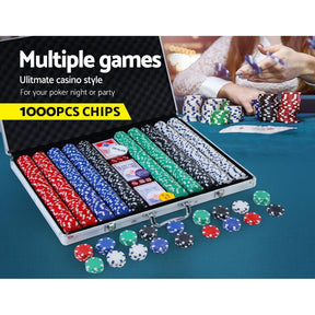 Gift & Novelty > Games - Poker Chip Set 1000PC Chips TEXAS HOLD'EM Casino Gambling Dice Cards