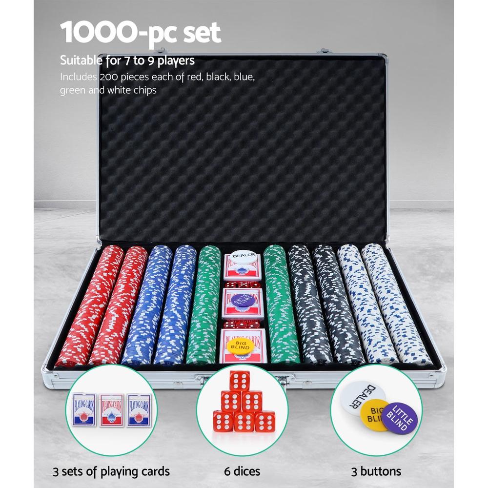 Gift & Novelty > Games - Poker Chip Set 1000PC Chips TEXAS HOLD'EM Casino Gambling Dice Cards