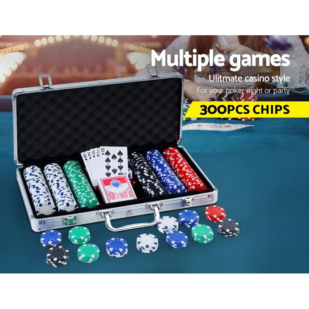 Gift & Novelty > Games - Poker Chip Set 300PC Chips TEXAS HOLD'EM Casino Gambling Dice Cards