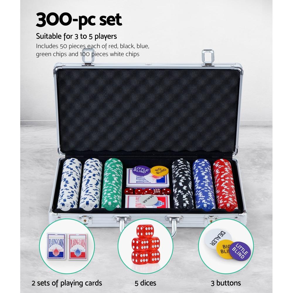Gift & Novelty > Games - Poker Chip Set 300PC Chips TEXAS HOLD'EM Casino Gambling Dice Cards