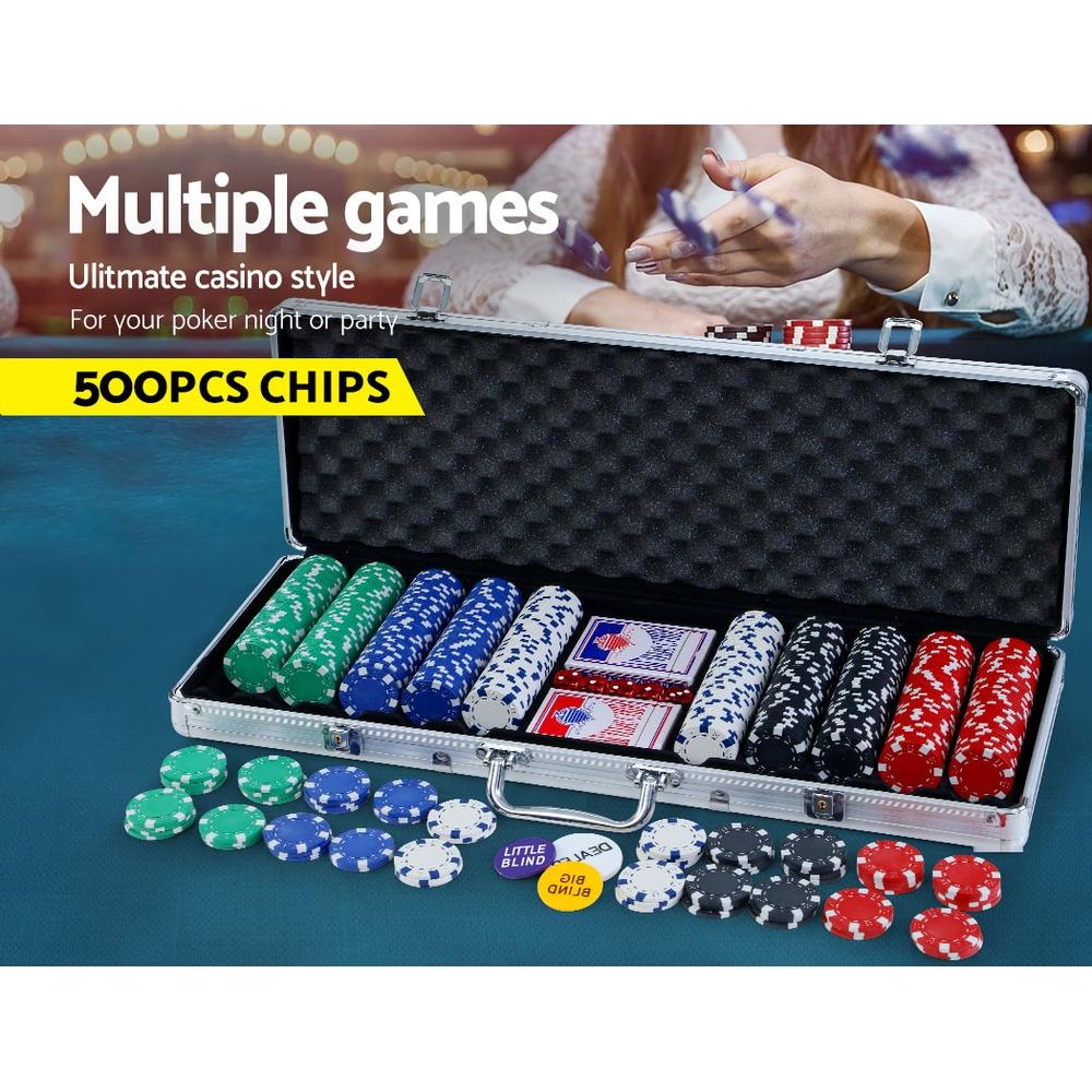 Gift & Novelty > Games - Poker Chip Set 500PC Chips TEXAS HOLD'EM Casino Gambling Dice Cards