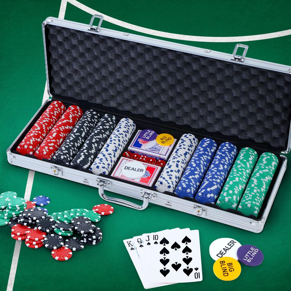 Gift & Novelty > Games - Poker Chip Set 500PC Chips TEXAS HOLD'EM Casino Gambling Dice Cards