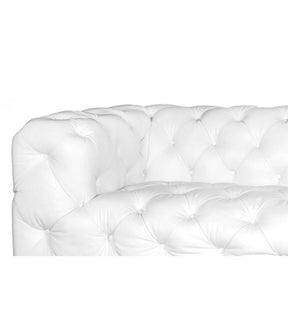 SOFAS & LOUNGE SUITES - Regal Aviator Polished Brass And White Leather Chesterfield Lounge – 3 Seat