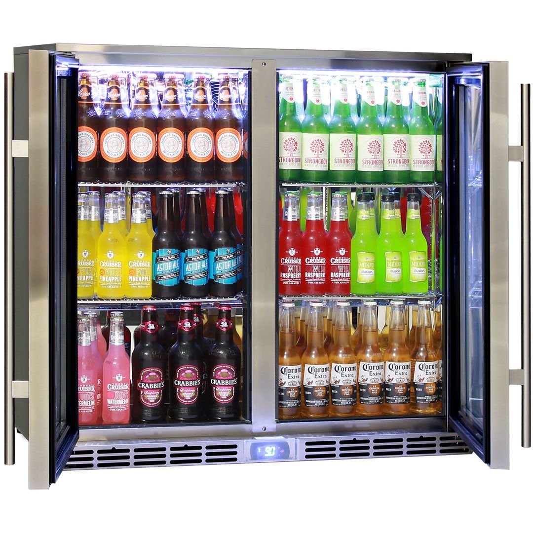 Bar Fridge - Rhino Glass 2 Door Energy Efficient Alfresco 208L Bar Fridge With LOW E Glass