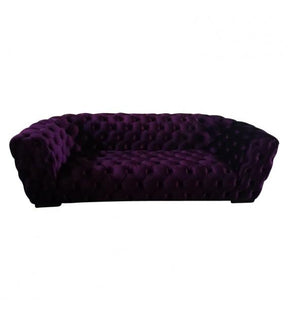 SOFAS & LOUNGE SUITES - Roundback Plush Purple Velvet Chesterfield Three Seat Lounge