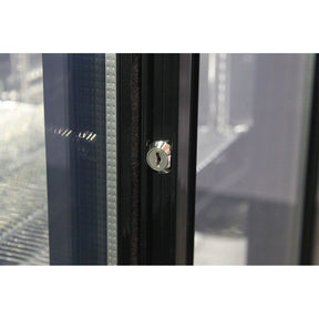 Bar Fridge - Rhino Black Glass Sliding Under Bench 2 Door Bar Fridge Energy Efficient LG Compressor