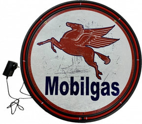 Beer Brand Signs - LARGE Mobilgas Mobil Bar Garage Wall Light Sign RED Neon