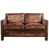 SOFAS & LOUNGE SUITES - Scabrous Distressed Brown Leather Lounge – 2 Seat