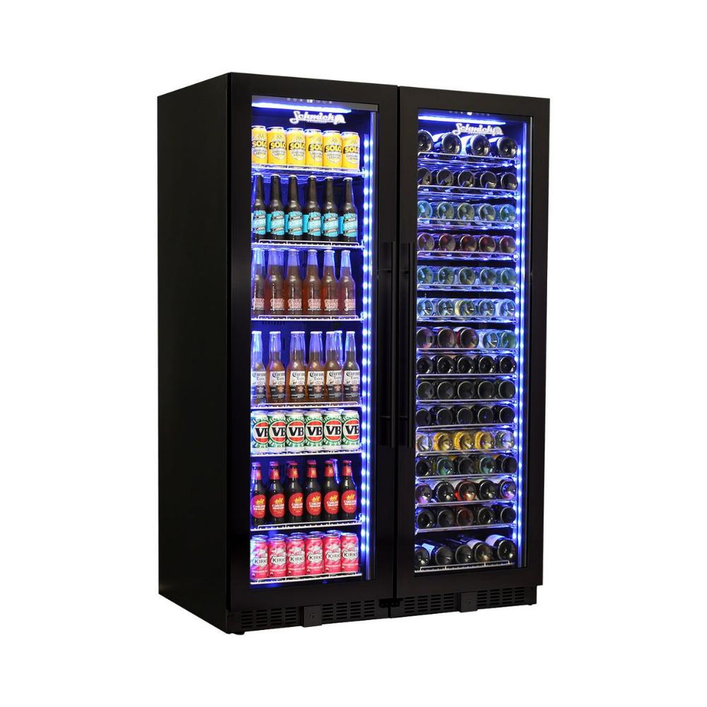 Bar Fridge - Schmick Matching Upright Glass Door Beer And Wine Refrigerator Combination Model BD425-Combo-B