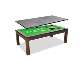 Pool Table - 7Ft Elegance Dining Pool Table Walnut/Green With Top Free Accessories