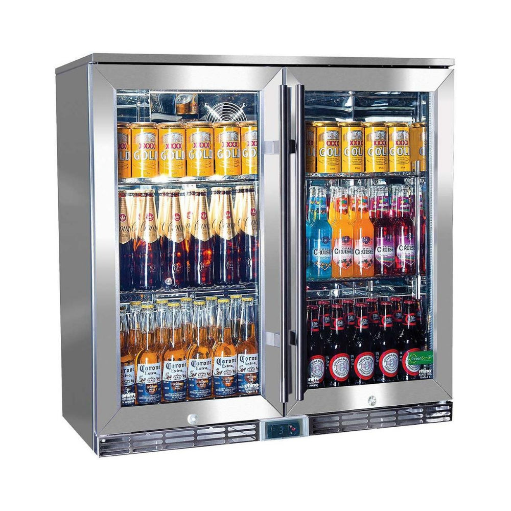 Bar Fridge - Rhino Glass 2 Door Energy Efficient Alfresco 208L Bar Fridge With LOW E Glass