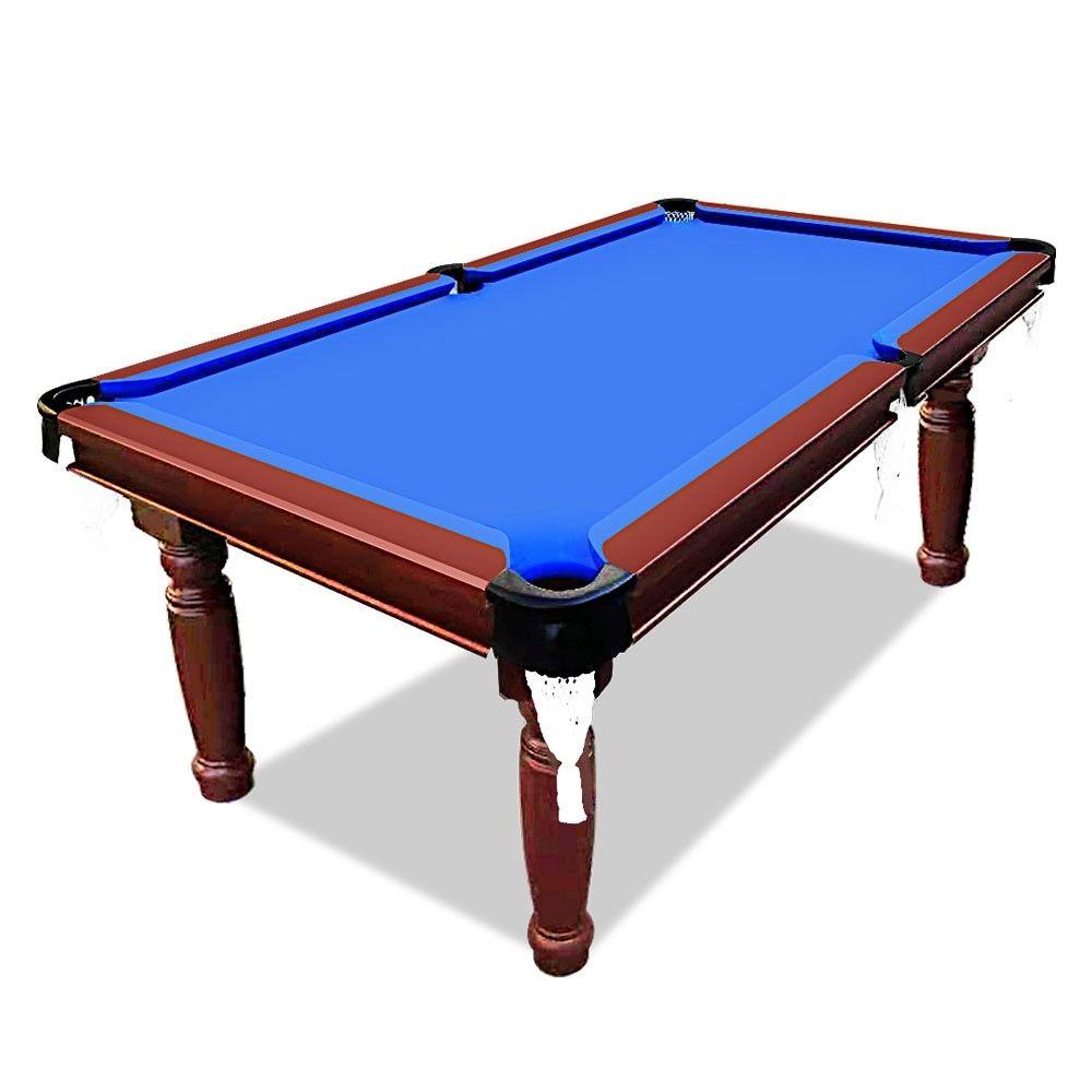 Pool Table - Smart Series 7FT MDF Round Leg Pool Snooker Billiards Table Blue With Free Accessories