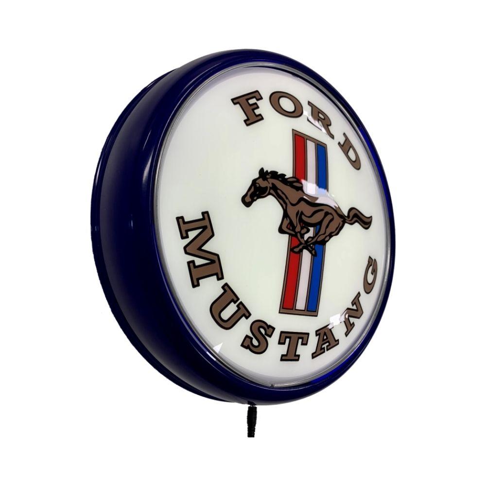 Beer Brand Signs - Ford Mustang Pony Badge Bar Lighting Wall Sign Light Button Dark Blue