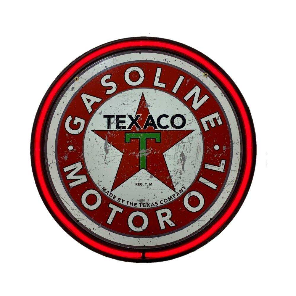 Beer Brand Signs - LARGE Texaco Motor Oil Bar Garage Wall Light Sign RED Neon