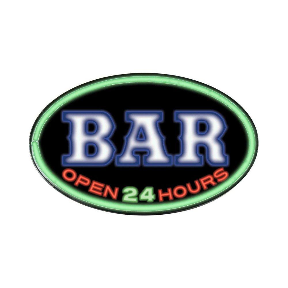 Beer Brand Signs - Man Cave BAR Open 24 Hours Rope LED Oval Wall Sign Light