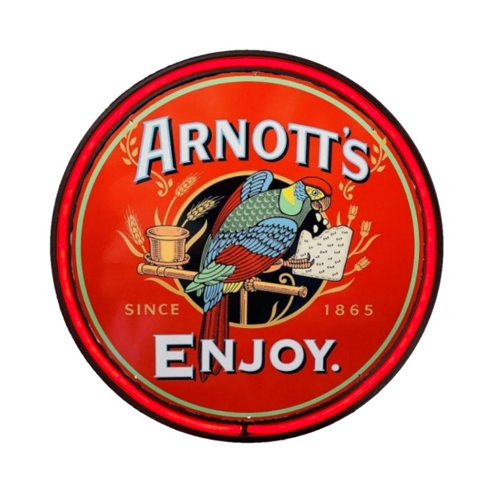 Beer Brand Signs - LARGE Arnott’s Biscuits 1865 Bar Garage Wall Light Sign RED Neon