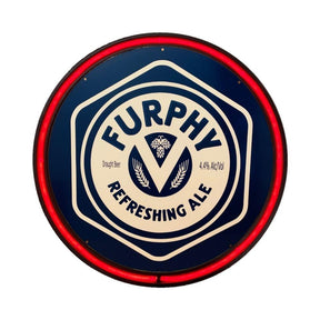 LARGE FURPHY Refreshing ALE Beer Bar Garage Wall Light Sign RED Neon