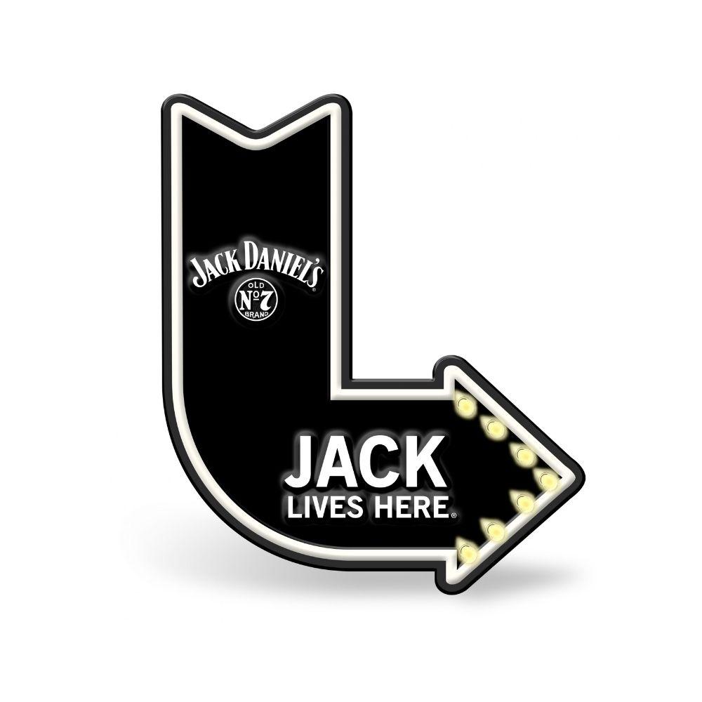 Beer Brand Signs - Jack Daniels Lives Here Light Up Tin Wall Bar Sign