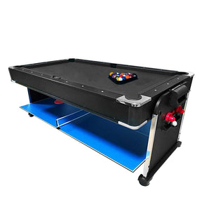 Pool Table - 7Ft 4-In-1 Convertible Air Hockey / Pool Billiards / Dinner Table / Table Tennis Table Black Felt For Billiard Gaming Room Free Accessory