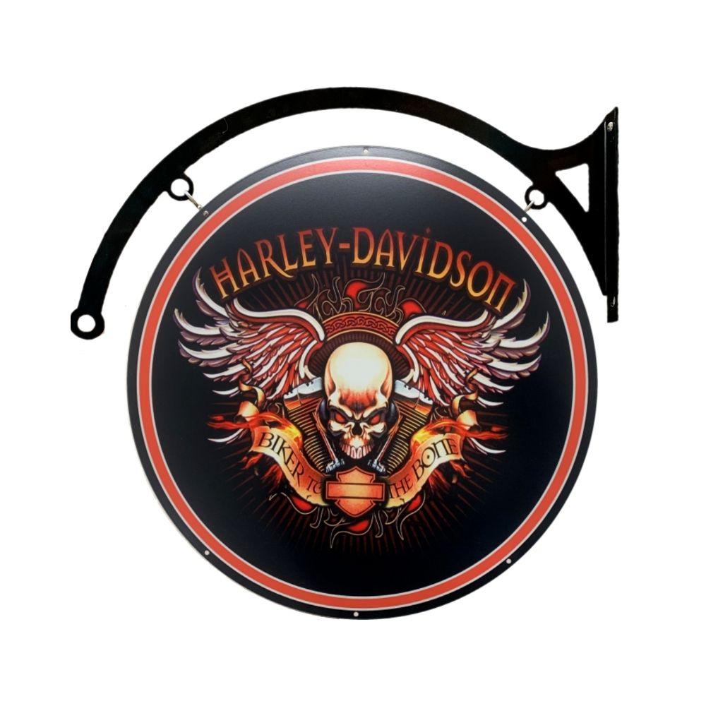 MASSIVE Harley Davidson Skull Bones Metal Bar Wall Sign Man Cave Shed Garage Workshop