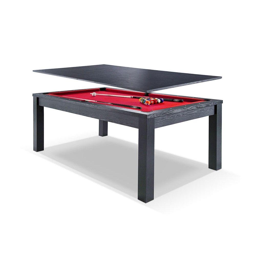 Pool Table - 7Ft Elegance Dining Pool Table Black/Red With Top Free Accessories