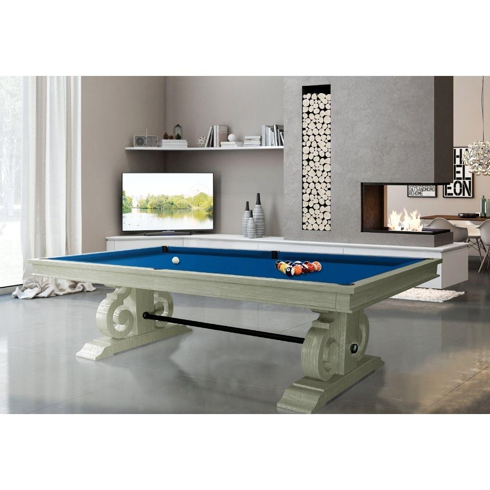 Pool Table - 8Ft Luxury Slate Billards / Snooker Table W/ Dining Top Silver Mist