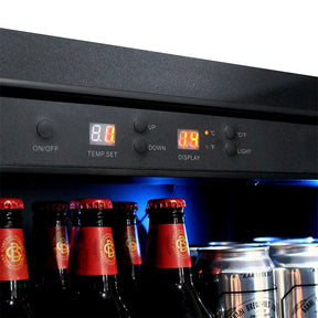 Bar Fridge - Upright Super Slim Depth Quiet Running Glass Front Beer Fridge With 5 X LED Colour Options