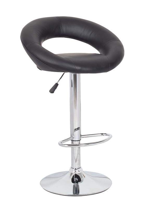 Furniture > Bar Stools & Chairs - 2x Black PU Leather Circular Kitchen Bar Stools