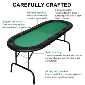 Gift & Novelty > Games - 185cm 8 Player Folding Poker Blackjack Table With Cup Holder