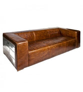 SOFAS & LOUNGE SUITES - Voyager Aluminium And Brown Leather Lounge