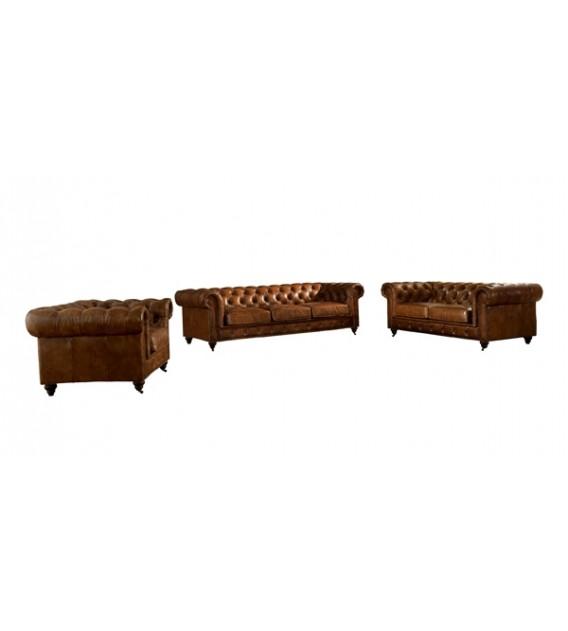 SOFAS & LOUNGE SUITES - Winston Classic Vintage Leather Chesterfield Lounge Chair – Camel Brown