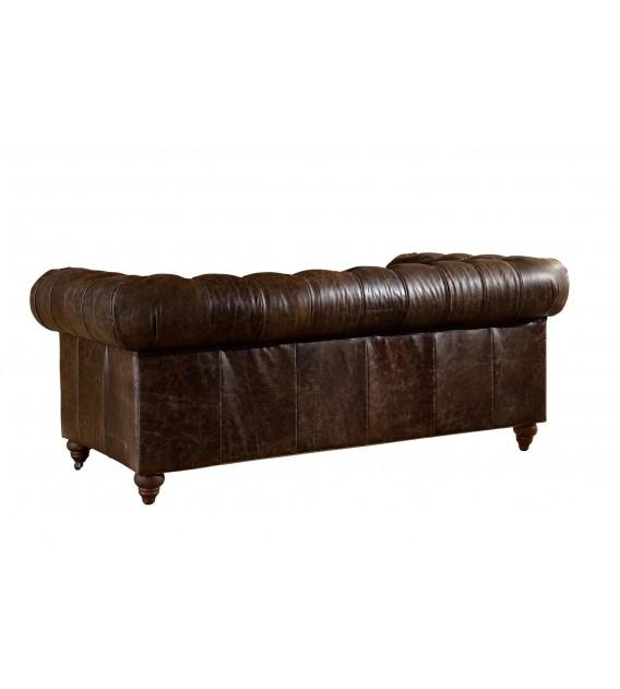 SOFAS & LOUNGE SUITES - Winston Two Seat Classic Vintage Leather Chesterfield Lounge – Cigar Brown