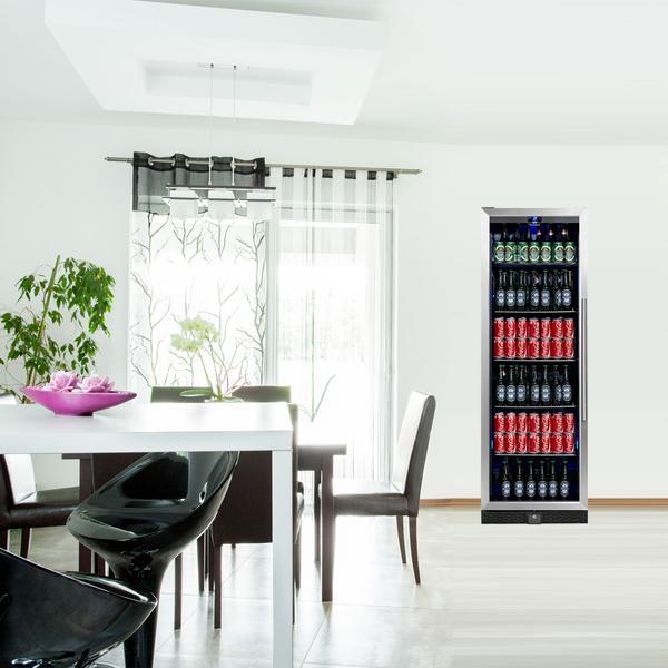 Bar Fridge - Black 405 Litre Upright Glass Door Bar Refrigerator