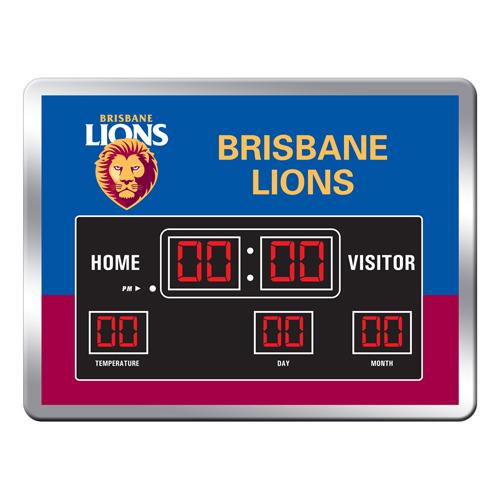 AFL Scoreboard - Licensed AFL Brisbane Lions Aussie Rules Glass SCOREBOARD LED Clock Man Cave