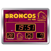 Brisbane Broncos NRL SCOREBOARD Digital LED Wall Clock Calendar Temperature Display Sign