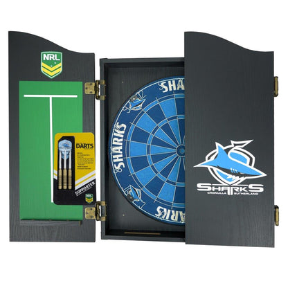 Cronulla Sharks NRL Dart Board And Cabinet Set