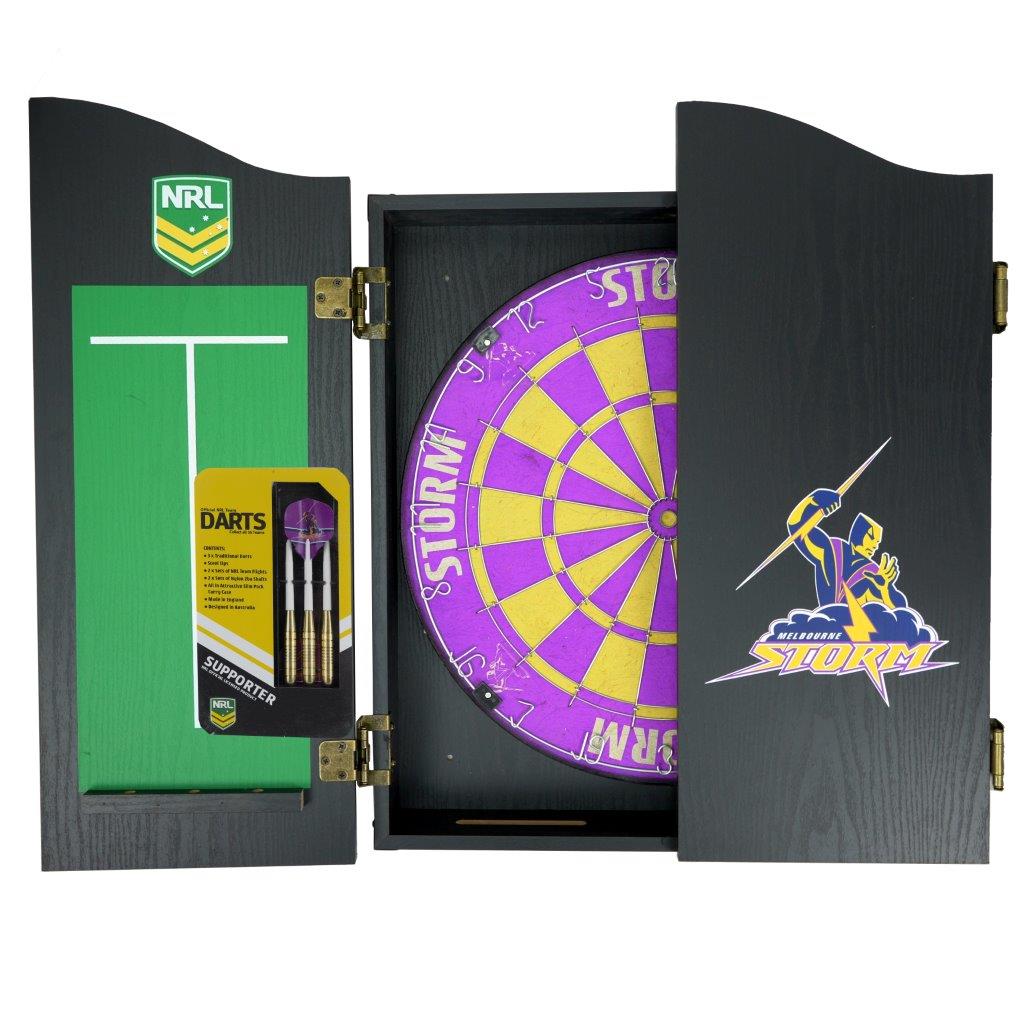 Melbourne Storm NRL Dart Board And Cabinet Set