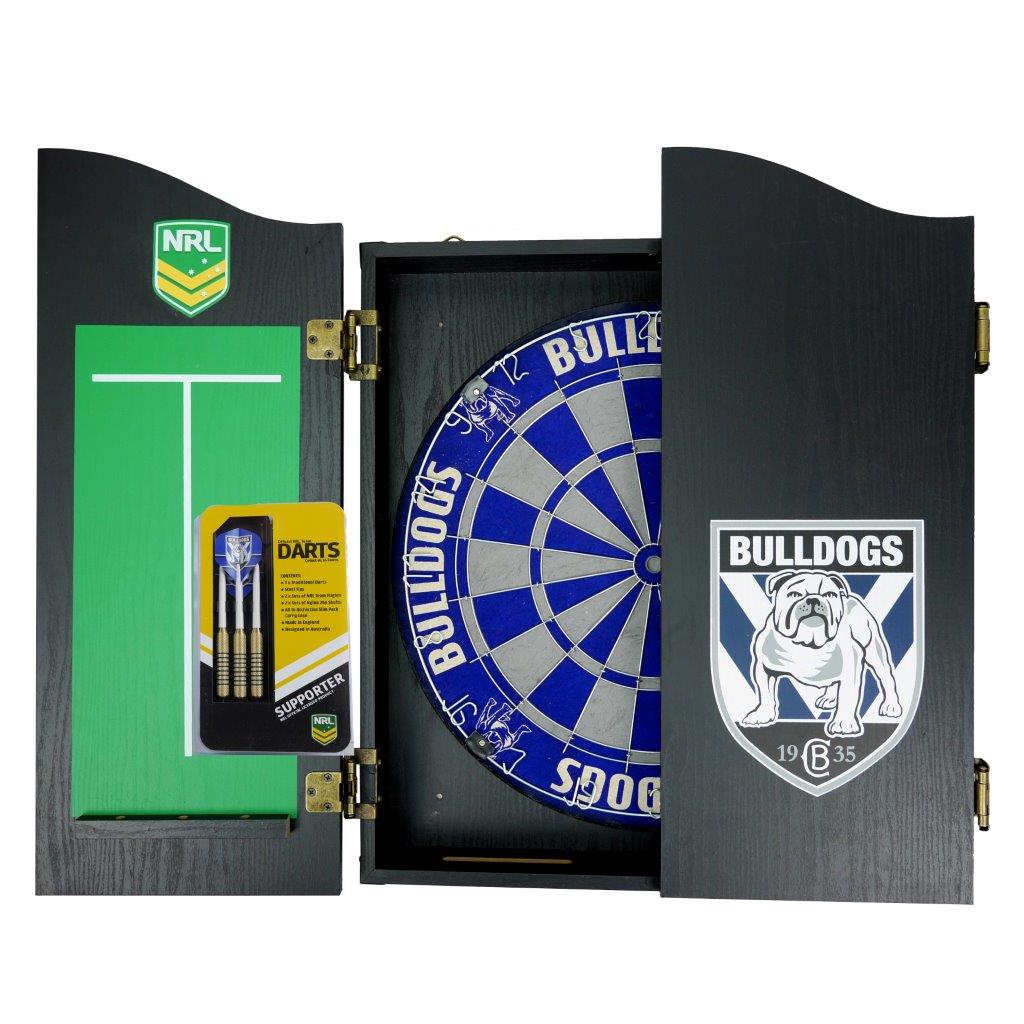 Canterbury Bulldogs NRL Dart Board And Cabinet Set
