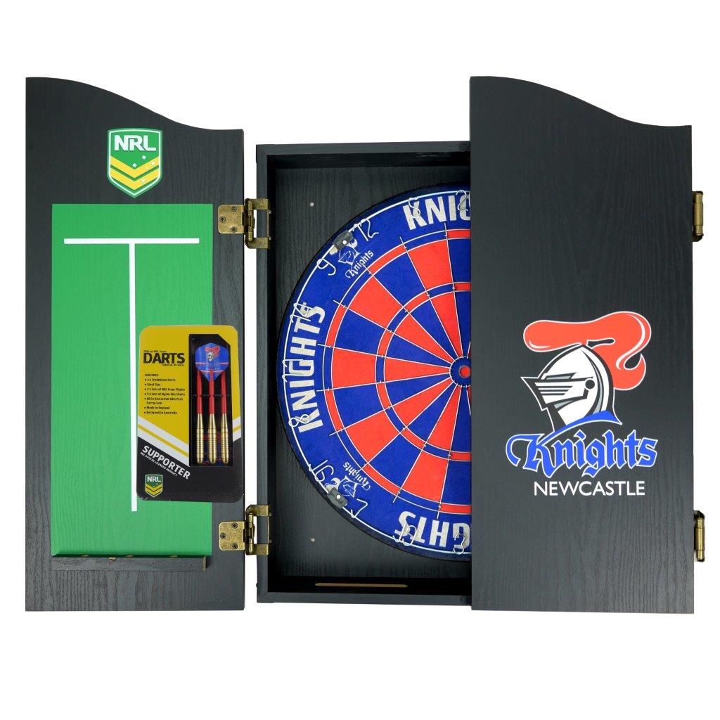 Newcastle Knights NRL Dart Board And Cabinet Set