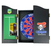 Newcastle Knights NRL Dart Board And Cabinet Set
