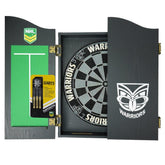 New Zealand NZ Warriors NRL Dart Board And Cabinet Set