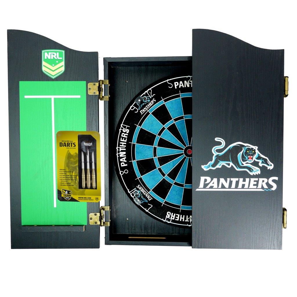 Penrith Panthers NRL Dart Board And Cabinet Set